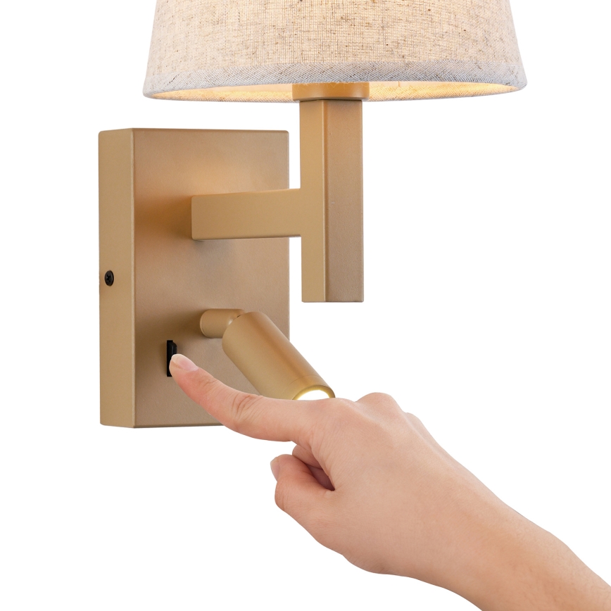 Brilagi - LED væglampe DEYA 1xE14/40W/230V + LED/3W hør/guldfarvet