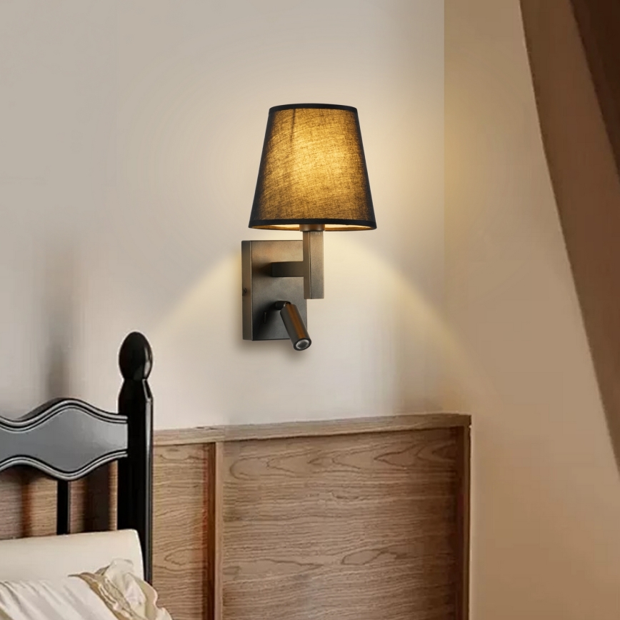 Brilagi - LED væglampe DEYA 1xE14/40W/230V + LED/3W sort