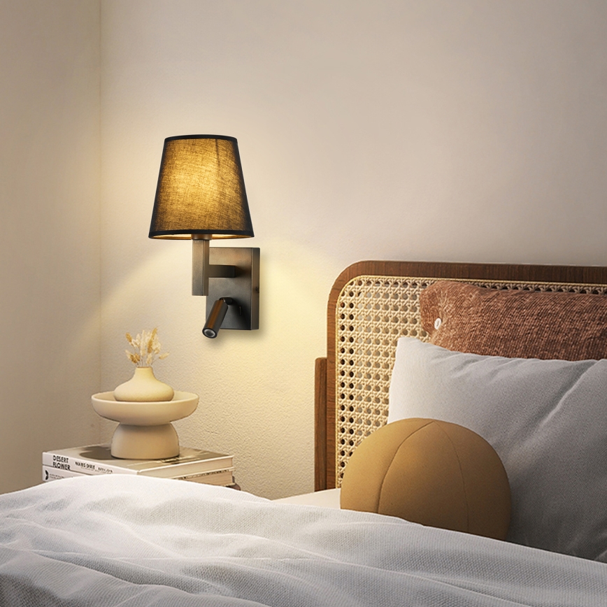 Brilagi - LED væglampe DEYA 1xE14/40W/230V + LED/3W sort