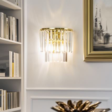 Brilagi - LED Væglampe i krystal MOZART 2xE14/40W/230V guldfarvet
