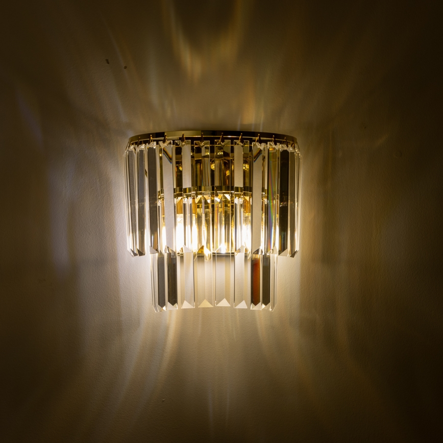 Brilagi - LED Væglampe i krystal MOZART 2xE14/40W/230V guldfarvet