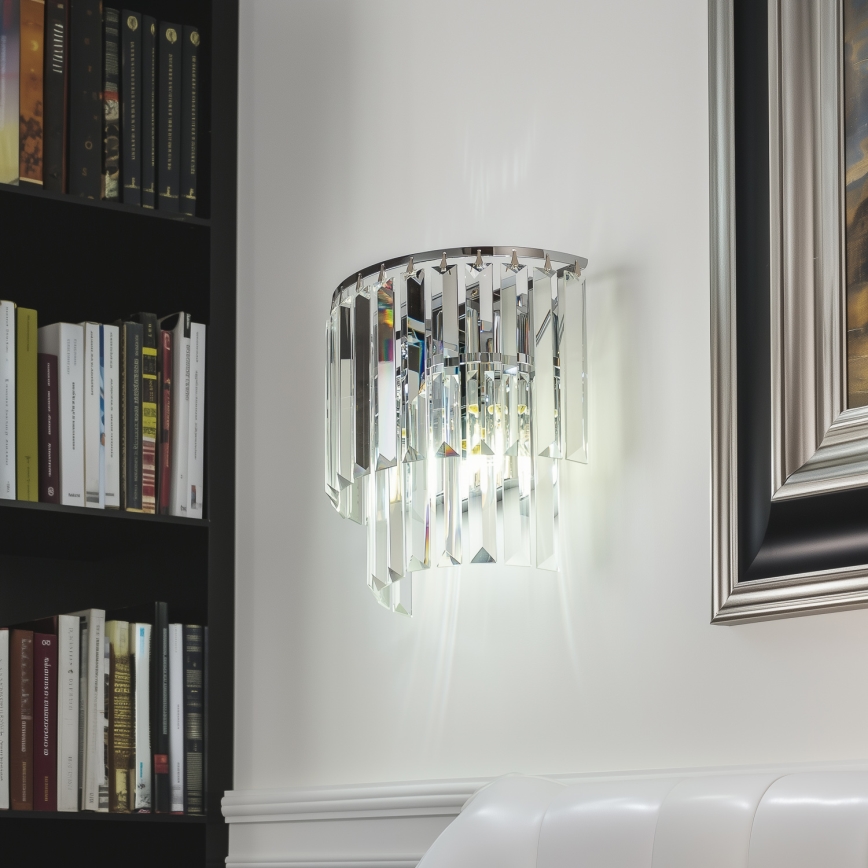 Brilagi - LED Væglampe i krystal MOZART 2xE14/40W/230V skinnende krom