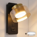Brilagi - LED Væglampe med USB-port AURA LUX 1xGX53/30W/230V sort/guld