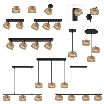 Brilagi - LED Væglampe med USB-port AURA LUX 1xGX53/30W/230V sort/guld