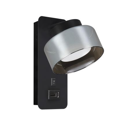 Brilagi - LED Væglampe med USB-port AURA LUX 1xGX53/30W/230V sort/røgfarvet