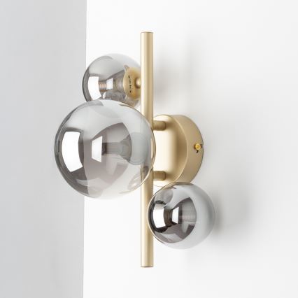 Brilagi - LED væglampe MILLA 3xG9/3W/230V guldfarvet/røget