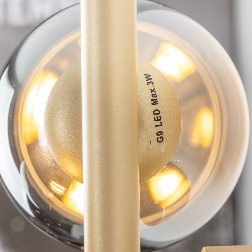 Brilagi - LED væglampe MILLA 3xG9/3W/230V guldfarvet/røget