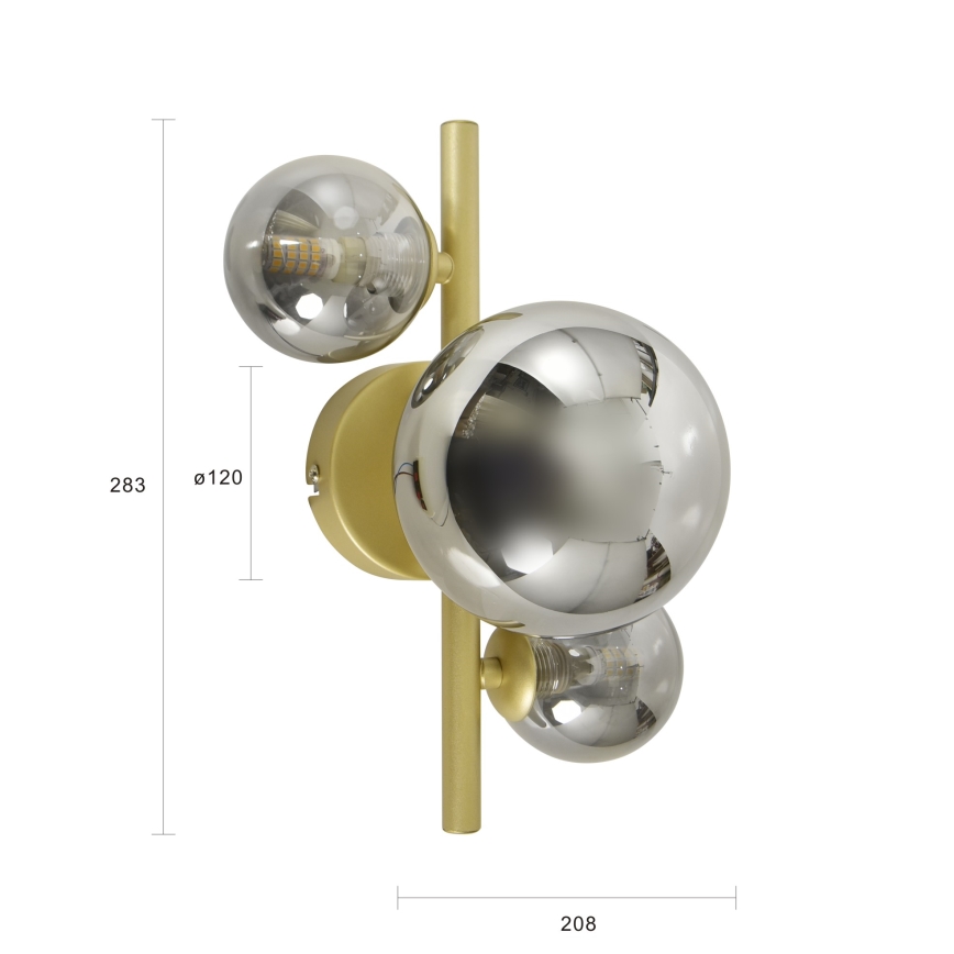 Brilagi - LED væglampe MILLA 3xG9/3W/230V guldfarvet/røget