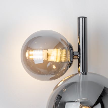 Brilagi - LED væglampe MILLA 3xG9/3W/230V sort krom/røgfarvet