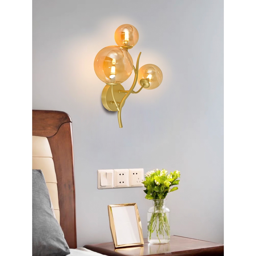 Brilagi - LED væglampe MISTEL 3xG9/3W/230V guldfarvet