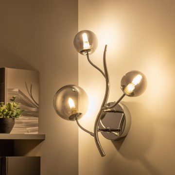 Brilagi - LED væglampe MISTEL 3xG9/3W/230V sort krom/røgfarvet