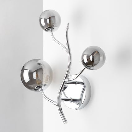 Brilagi - LED væglampe MISTEL 3xG9/3W/230V sort krom/røgfarvet