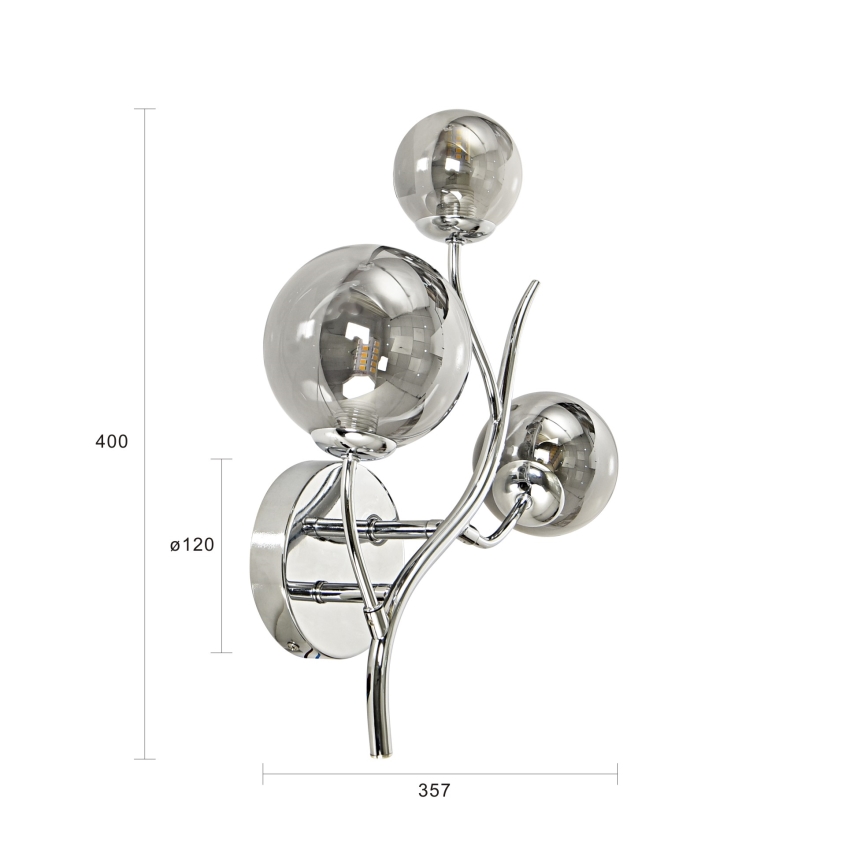 Brilagi - LED væglampe MISTEL 3xG9/3W/230V sort krom/røgfarvet