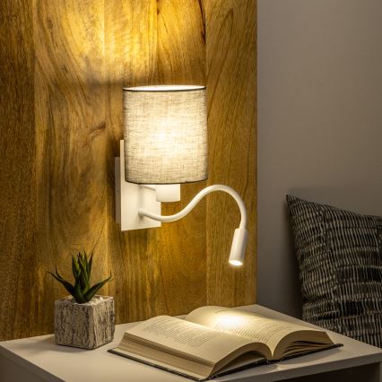 Brilagi - LED Fleksibel væglampe NUBILA 1xE27/25W/230V + LED/3W hvid/antracit