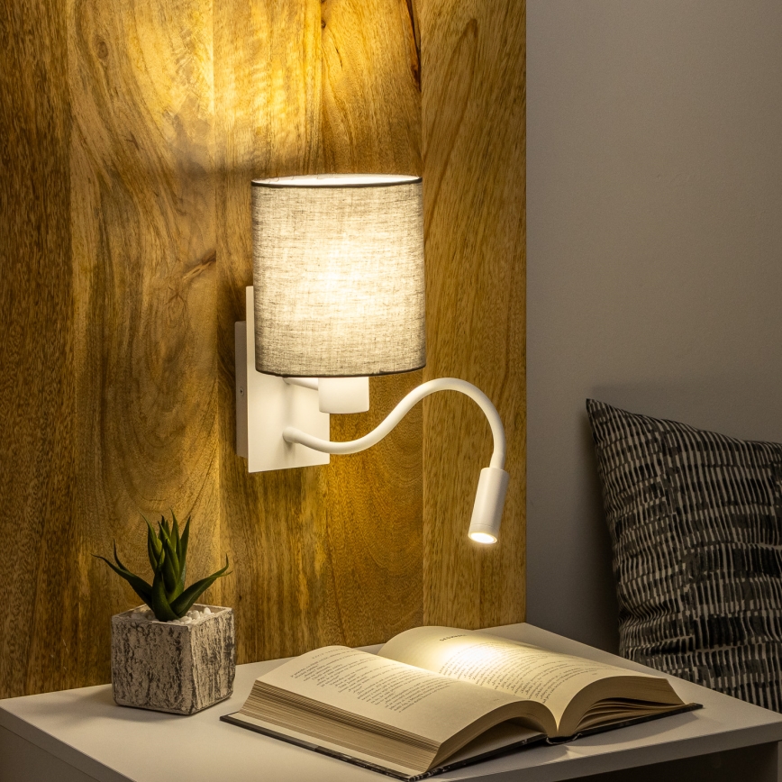Brilagi - LED Fleksibel væglampe NUBILA 1xE27/25W/230V + LED/3W hvid/antracit