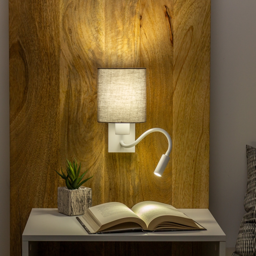 Brilagi - LED Fleksibel væglampe NUBILA 1xE27/25W/230V + LED/3W hvid/antracit