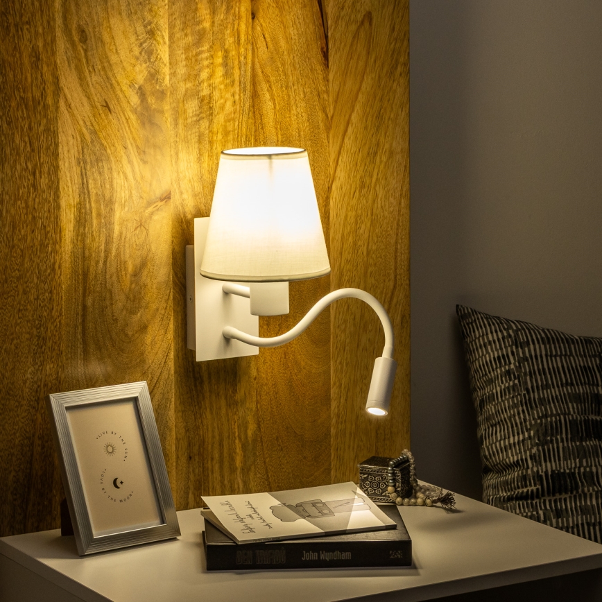Brilagi - LED Fleksibel væglampe NUBILA 1xE27/25W/230V + LED/3W hvid
