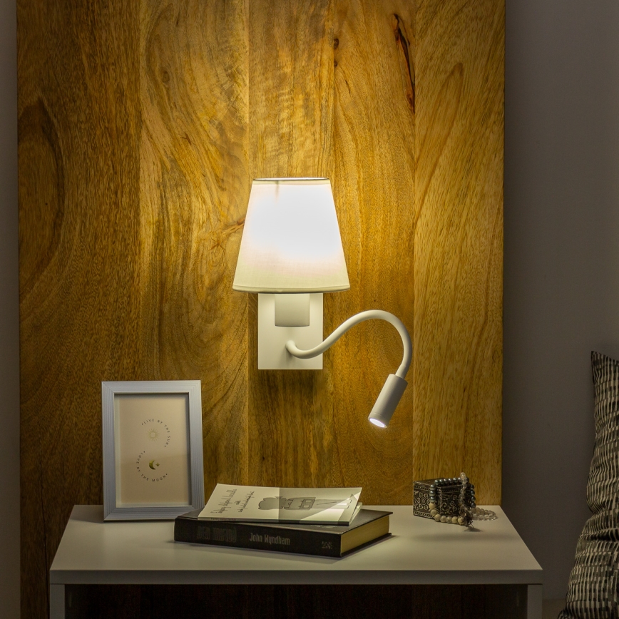 Brilagi - LED Fleksibel væglampe NUBILA 1xE27/25W/230V + LED/3W hvid