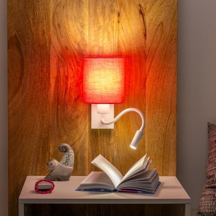 Brilagi - LED Fleksibel væglampe NUBILA 1xE27/25W/230V + LED/3W hvid/lyserød