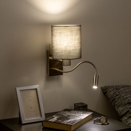 Brilagi - LED Fleksibel væglampe NUBILA 1xE27/25W/230V + LED/3W mat krom/antracit