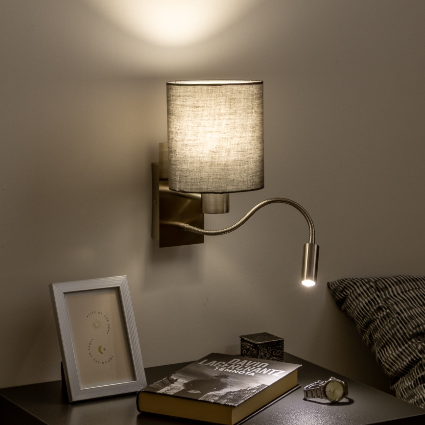 Brilagi - LED Fleksibel væglampe NUBILA 1xE27/25W/230V + LED/3W mat krom/antracit