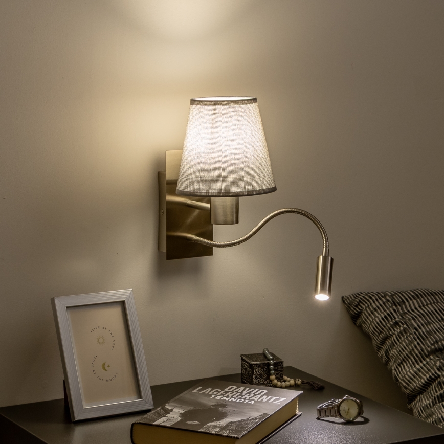 Brilagi - LED Fleksibel væglampe NUBILA 1xE27/25W/230V + LED/3W mat krom/grå