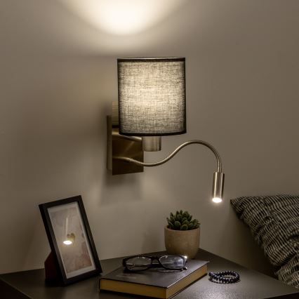 Brilagi - LED Fleksibel væglampe NUBILA 1xE27/25W/230V + LED/3W mat krom/sort