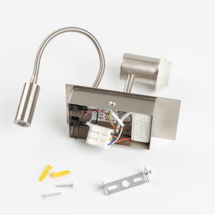 Brilagi - LED Fleksibel væglampe NUBILA 1xE27/25W/230V + LED/3W mat krom/sort