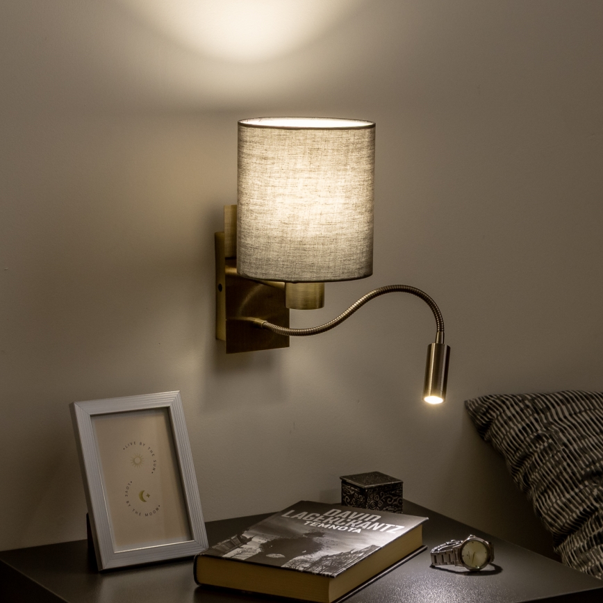 Brilagi - LED Fleksibel væglampe NUBILA 1xE27/25W/230V + LED/3W messing/antracit