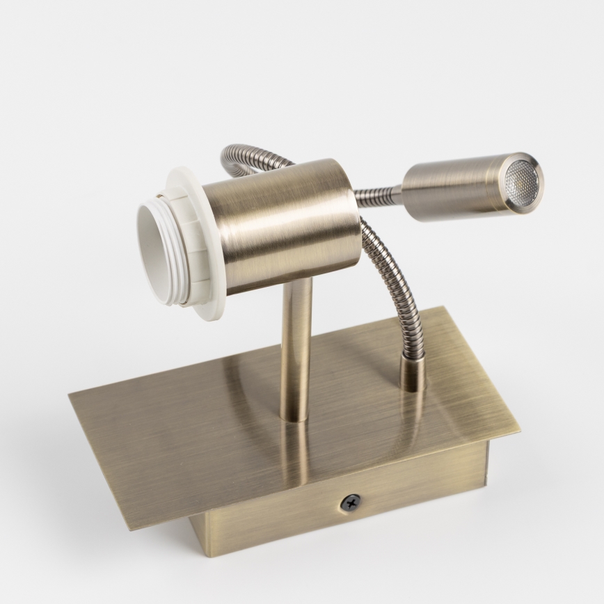 Brilagi - LED Fleksibel væglampe NUBILA 1xE27/25W/230V + LED/3W messing/cremefarvet