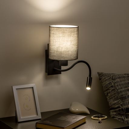 Brilagi - LED Fleksibel væglampe NUBILA 1xE27/25W/230V + LED/3W sort/antracit