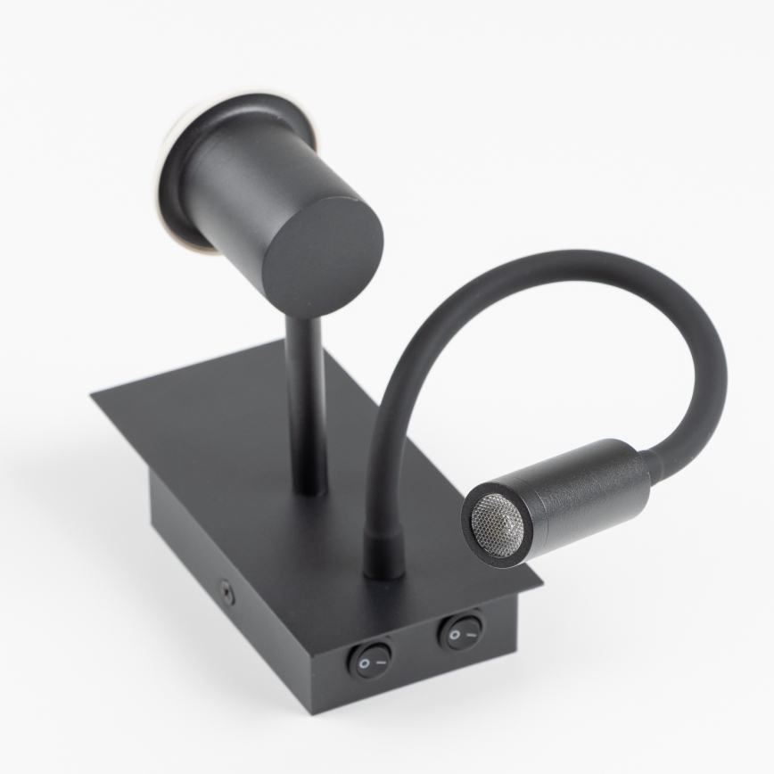 Brilagi - LED Fleksibel væglampe NUBILA 1xE27/25W/230V + LED/3W sort/brun