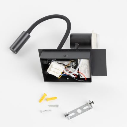 Brilagi - LED Fleksibel væglampe NUBILA 1xE27/25W/230V + LED/3W sort/brun