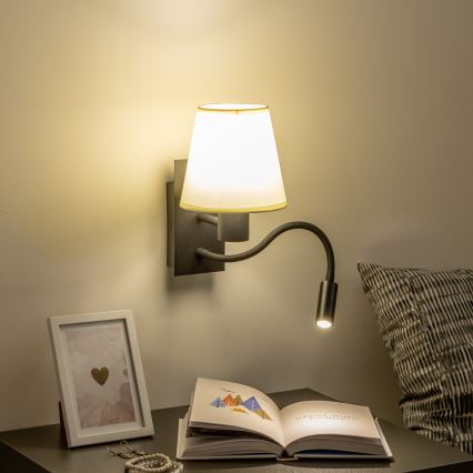 Brilagi - LED Fleksibel væglampe NUBILA 1xE27/25W/230V + LED/3W sort/cremefarvet