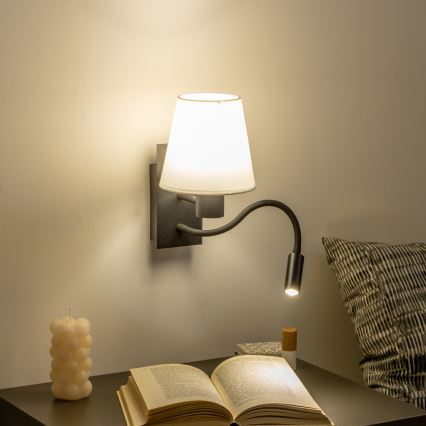 Brilagi - LED Fleksibel væglampe NUBILA 1xE27/25W/230V + LED/3W sort/hvid