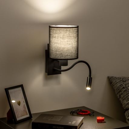 Brilagi - LED Fleksibel væglampe NUBILA 1xE27/25W/230V + LED/3W sort