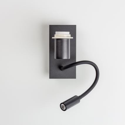 Brilagi - LED Fleksibel væglampe NUBILA 1xE27/25W/230V + LED/3W sort/lysebrun