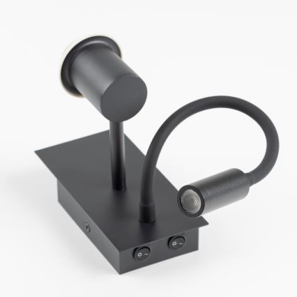Brilagi - LED Fleksibel væglampe NUBILA 1xE27/25W/230V + LED/3W sort/lysebrun