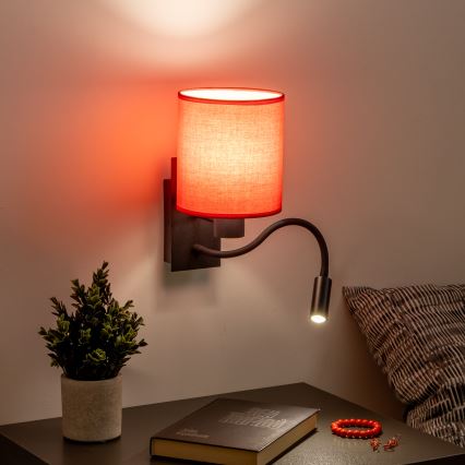 Brilagi - LED Fleksibel væglampe NUBILA 1xE27/25W/230V + LED/3W sort/rød