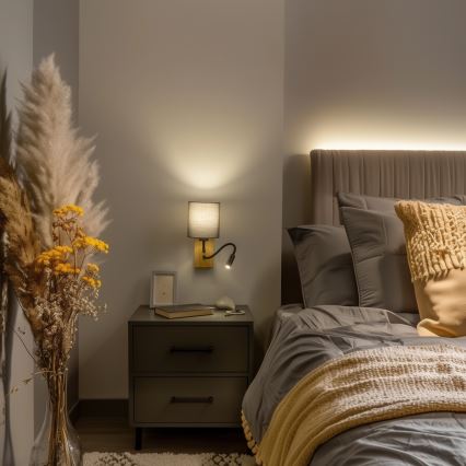Brilagi - LED Fleksibel væglampe NUBILA WOOD 1xE27/25W/230V + LED/3W eg/antracit