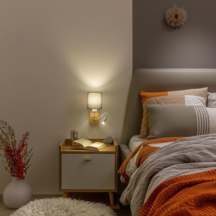 Brilagi - LED Fleksibel væglampe NUBILA WOOD 1xE27/25W/230V + LED/3W eg/antracit