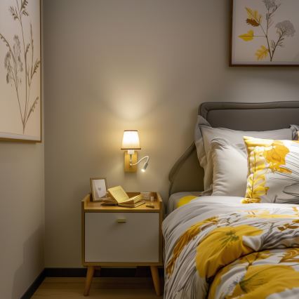 Brilagi - LED Fleksibel væglampe NUBILA WOOD 1xE27/25W/230V + LED/3W eg/brun