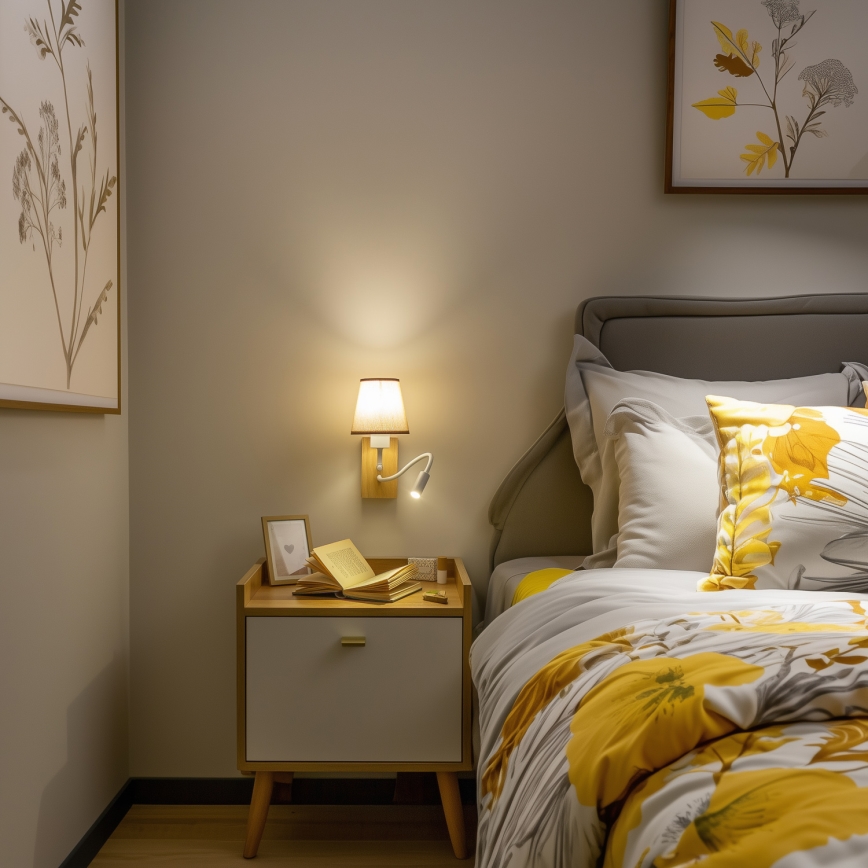 Brilagi - LED Fleksibel væglampe NUBILA WOOD 1xE27/25W/230V + LED/3W eg/brun