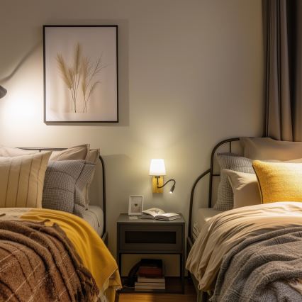 Brilagi - LED Fleksibel væglampe NUBILA WOOD 1xE27/25W/230V + LED/3W eg/cremefarvet