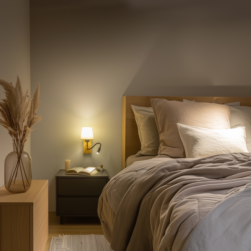 Brilagi - LED Fleksibel væglampe NUBILA WOOD 1xE27/25W/230V + LED/3W eg/hvid