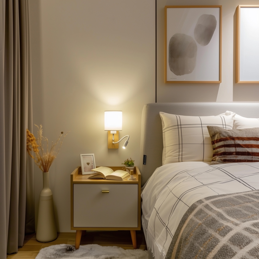 Brilagi - LED Fleksibel væglampe NUBILA WOOD 1xE27/25W/230V + LED/3W eg/hvid