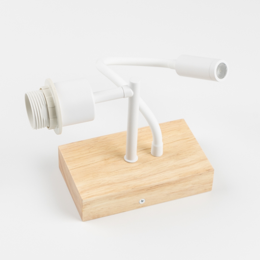 Brilagi - LED fleksibel væglampe NUBILA WOOD 1xE27/25W/230V + LED/3W eg/hvid/lysegrå