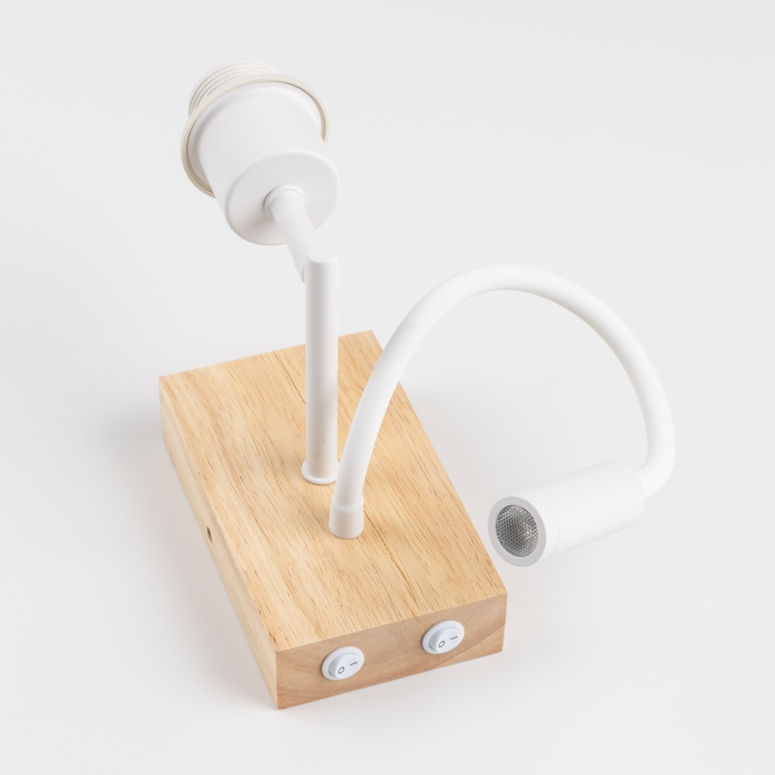 Brilagi - LED fleksibel væglampe NUBILA WOOD 1xE27/25W/230V + LED/3W eg/hvid/orange