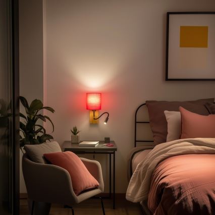 Brilagi - LED Fleksibel væglampe NUBILA WOOD 1xE27/25W/230V + LED/3W eg/lyserød