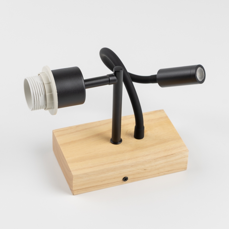 Brilagi - LED Fleksibel væglampe NUBILA WOOD 1xE27/25W/230V + LED/3W eg/sort